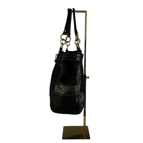 Coach Hamptons Patchwork Carryall Black Leather Gold Hardware Tote - Picture 4 of 17